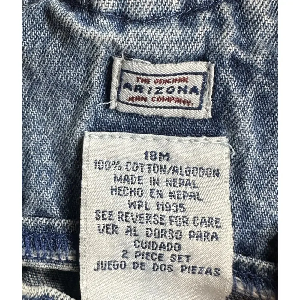 Vtg Arizona Jean Co Denim Bib Overalls Baby Girl 18M Lovely Harvest Fall 90s
